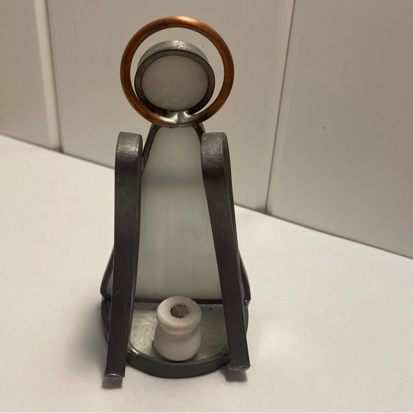 Vintage Angel Figurine White Stained Glass cooper halo art glass Sculpture - Picture 16 of 16